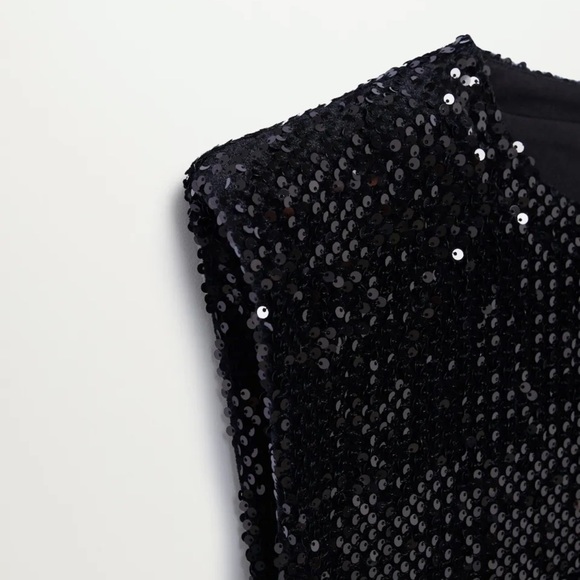 NWT Mango black sequin top. Size M/L - Picture 5 of 9